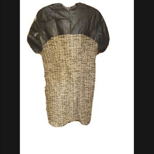 Faux leather & tweed dress